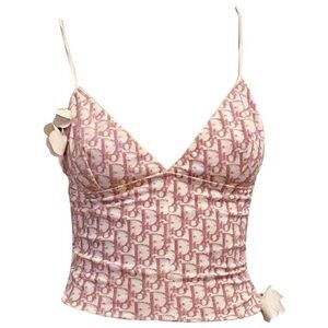 Dior Pink and White Fitted Bustier Camisole